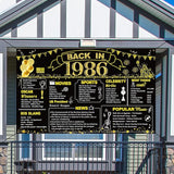DARUNAXY 40th Birthday Black Gold Party Decoration, Back in 1986