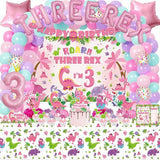 Pink Dinosaur Birthday Decorations for 3 Year Old Girls 134 Pcs