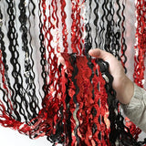 4 Pack Sparkle Red and Black Fringe Curtain - 3.3x6.6 Feet Tinsel
