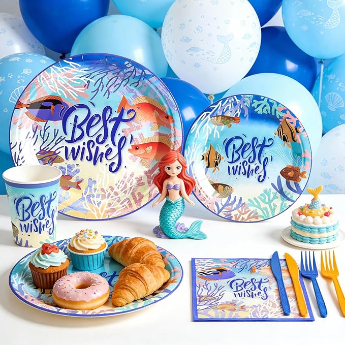 144Pcs Under the Sea Animal Birthday Party Supplies