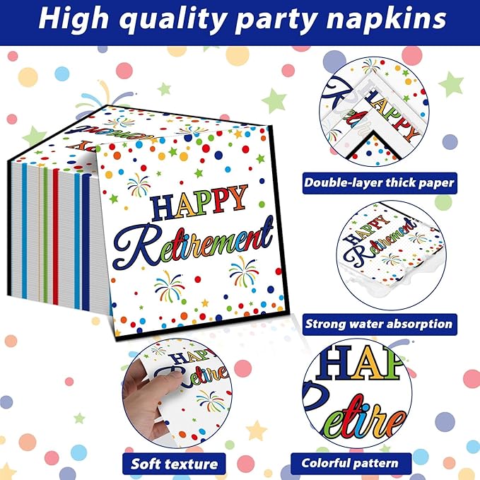 96 Pcs Happy Retirement Party Supplies Colorful Retirement Paper