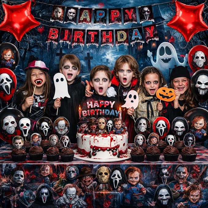 Horror Birthday Party Decorations 50 Pcs Halloween Theme Kit with