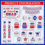 Graduation Decorations 2026 White Blue and Red Graduation Party Decor
