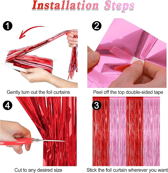 2 Pack Backdrop Curtains, 3.28 Feet x 7.05 Feet Red Pink Backdrop,