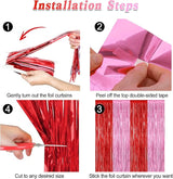 2 Pack Backdrop Curtains, 3.28 Feet x 7.05 Feet Red Pink Backdrop,