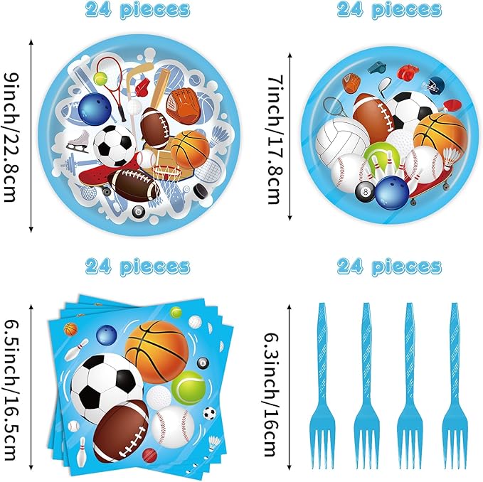96 Pcs Sports Themed Birthday Party Supplies Sports Party