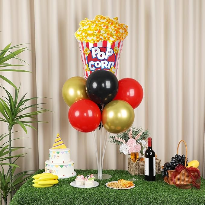 Movie Night Party Balloons Stand Kit 2 Sets with 2 Popcorn Clapboard