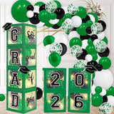 Graduation Decorations 2026 Set of 4 Green Graduation Boxes with