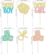 24Pcs Boy or Girl Cupcake Toppers Gender Reveal Cupcake Picks