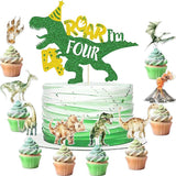 208 Pcs Dinosaur 4th Birthday Party Supplies, Green Dino Roar I'm