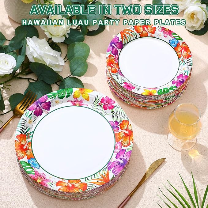 120 Pcs Summer Party Paper Plates Disposable Round Paper