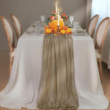 Snowkingdom 6 PCS Nude Brown Cheesecloth Table Runner, Taupe Light