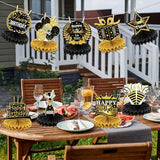 9 PCS Happy Birthday Party Table Decorations | Black and Gold