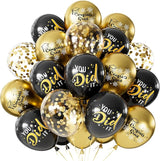 Graduation Balloons, Congrats Grad Balloons 12 Inch Black and Gold