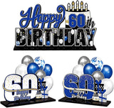 LINGTEER Happy 60th Birthday Blue Acrylic Table Topper Centerpieces