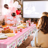 3 pcs Movie Night Decorations Pink Movie Night Tablecloths 108 x 54