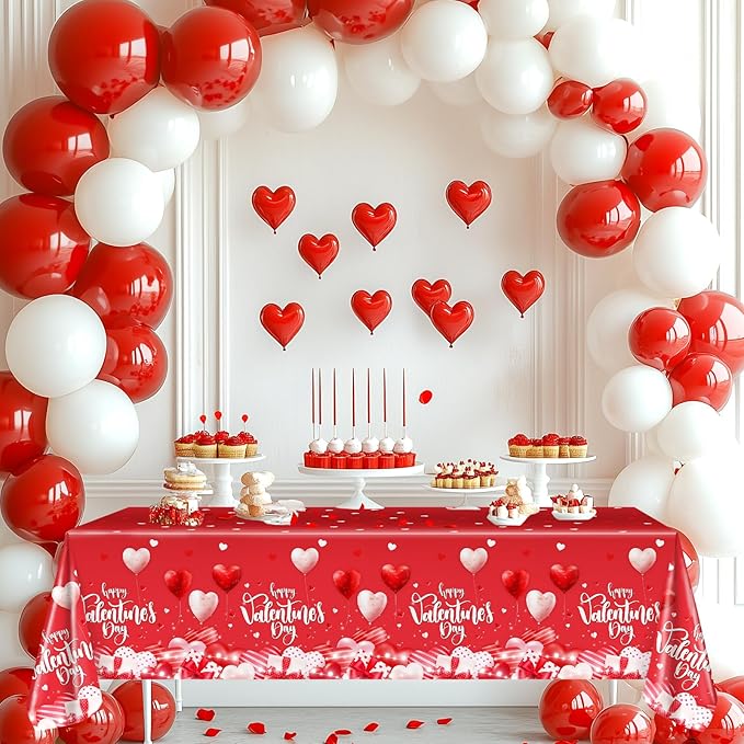 3 pcs Valentines Day Tablecloths Happy Valentines Day Plastic