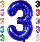 KatchOn, Giant Royal Blue Number 3 Balloon - 40 Inch | Navy Blue 3
