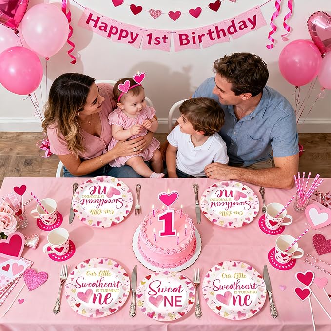 96Pcs Valentines 1st Birthday Party Decorations Valentine Sweet One