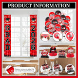 Graduation Decorations Red and Black Party Decor Set include Congrats