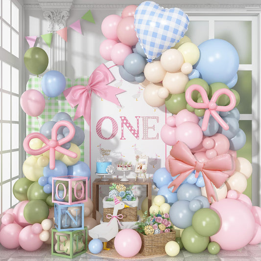 Goose Balloon Arch Kit Pastel Pink Blue Sage Green Balloons Garland