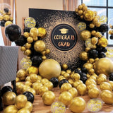 100pcs Black and Gold Balloons 12 Inch Metallic Gold and Black latex