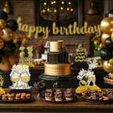 Black and Gold Birthday Decorations – 12Pcs Honeycomb Table