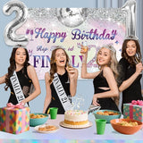 21st Birthday Decorations for Her with Finally 21 Banner Iridescence