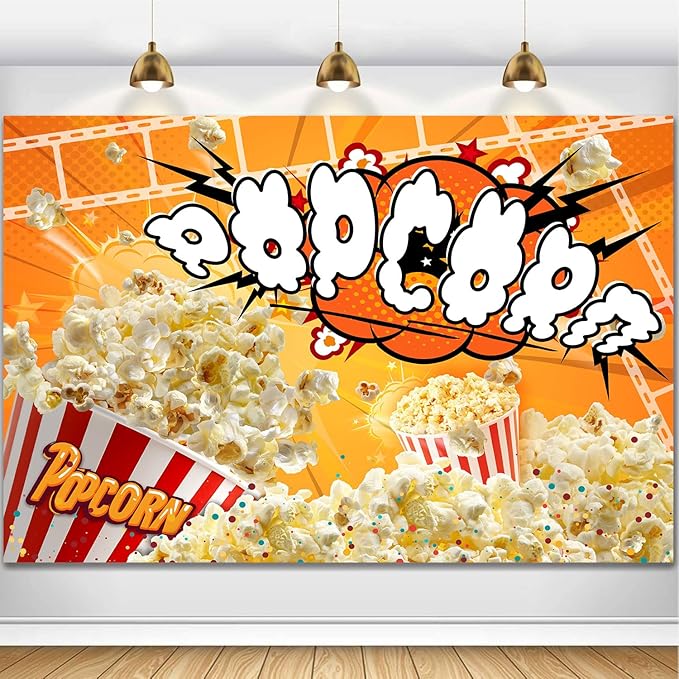 Popcorn Backdrop Movie Night Photography Background Carnival