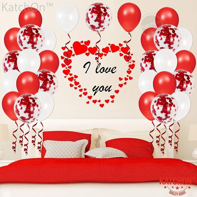 Valentines Day Balloons Red White 12 Inch Pack of 40 Valentines