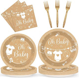 96Pcs Neutral Baby Shower Party Decorations Boho Baby Plates and