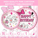 120pcs Pink Bow Mouse Plates Napkins Cartoon Birthday Party Supplies
