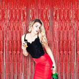 Voircoloria 3 Pack 3.3 x 8.2 ft Laser Red Foil Fringe Backdrop