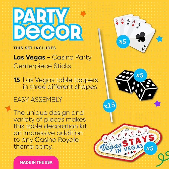 Big Dot of Happiness Las Vegas Casino Party Centerpiece Sticks Table