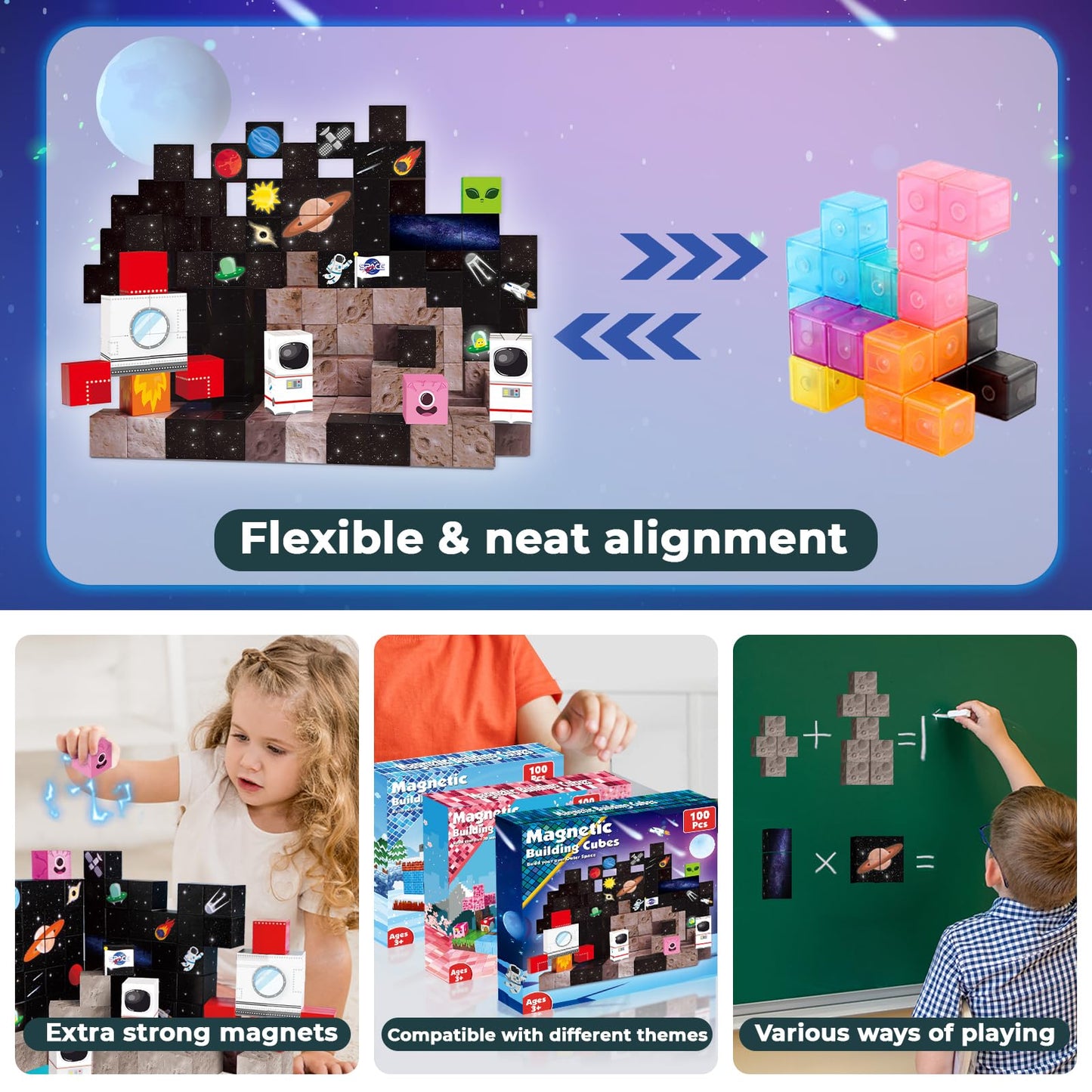 Goody King 100PCS Space Rocket Magnetic Building Blocks |Space