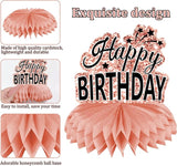 10Pcs Rose Gold Birthday Decorations Honeycomb Centerpieces for Girls