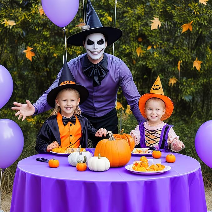 CIEOVO 12 Pack Halloween Plastic Tablecloth Black Orange Purple Color