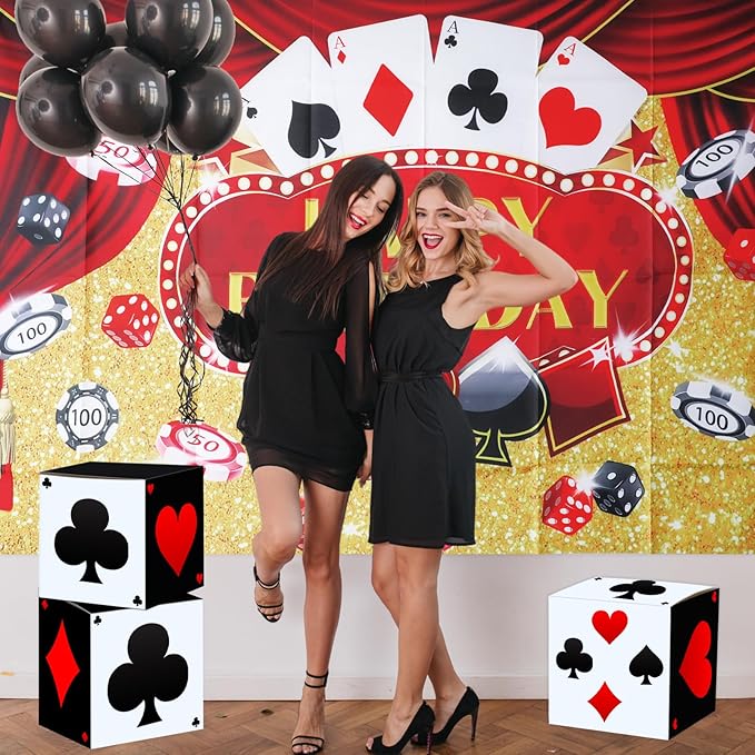 12 PCS Casino Theme Party Decoration 11.8 Inches Poker Favor Boxes