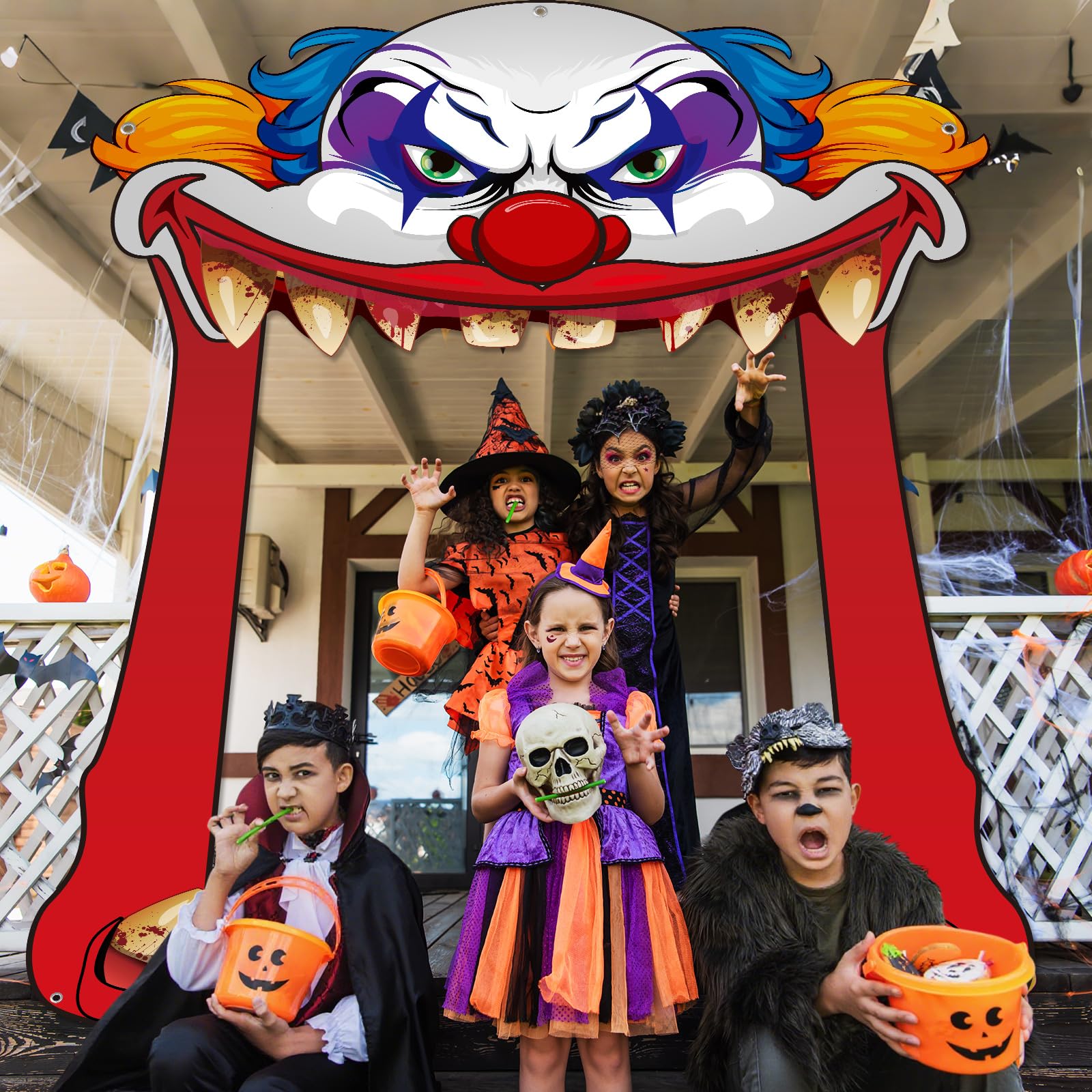 Tiamon Halloween Clown Door Banners Creepy Carnival Decorations Scary
