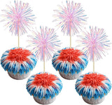 Gyufise 30Pcs Foil Firework Cupcake Toppers Sparkle Tinsel Cake #30