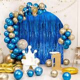 Blue Metallic Tinsel Foil Fringe Curtains, 2 Pack 3.3x8.3 Feet Party