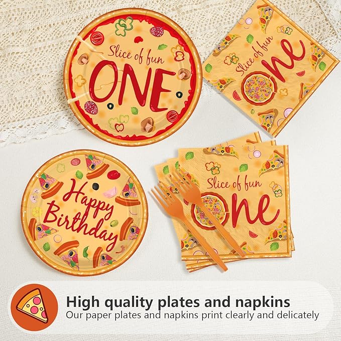 96Pcs Pizza One Birthday Party Decorations Pizza 1st Birthday Party