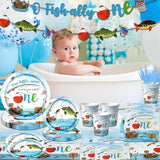 Ofishally One Birthday Decorations 142Pcs Gone Fishing 1st Birthday
