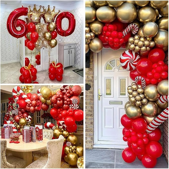 Red and Gold Balloon, 60 Pack 12 Inch Different Shades Red Party