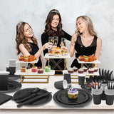 168pcs Black Paper Plates and Napkins for Halloween Birthday