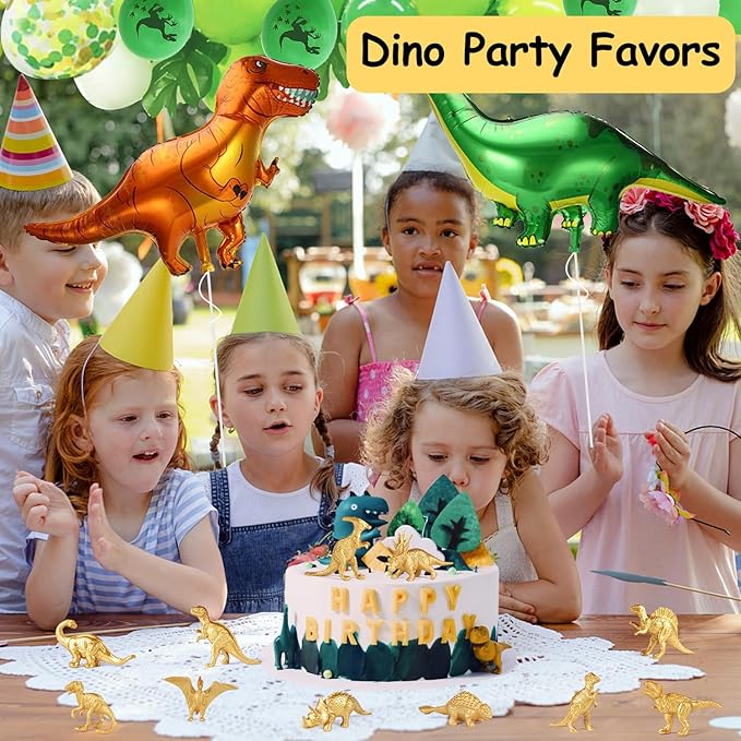 Gold Plastic Mini Dinosaur Figures Toys 48PCS Party Favors Supplies