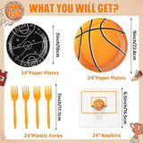 96Pcs Basketball Party Plates Supplies Sports Theme Tableware