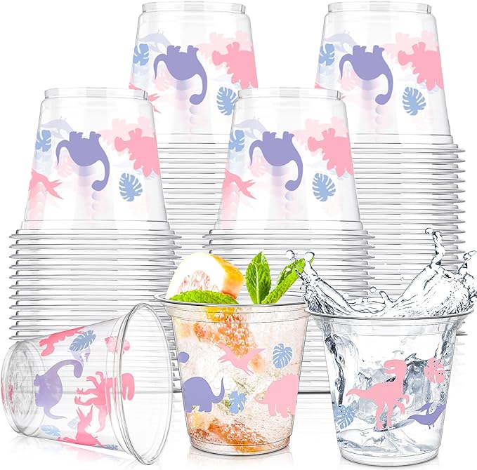 50 Pcs 9oz Dinosaur Cup Dinosaur Ice Cream Cups Plastic Disposable