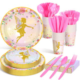 Meanplan 168 Pcs Fairy Party Supplies Fairy Plates and Napkins Fairies