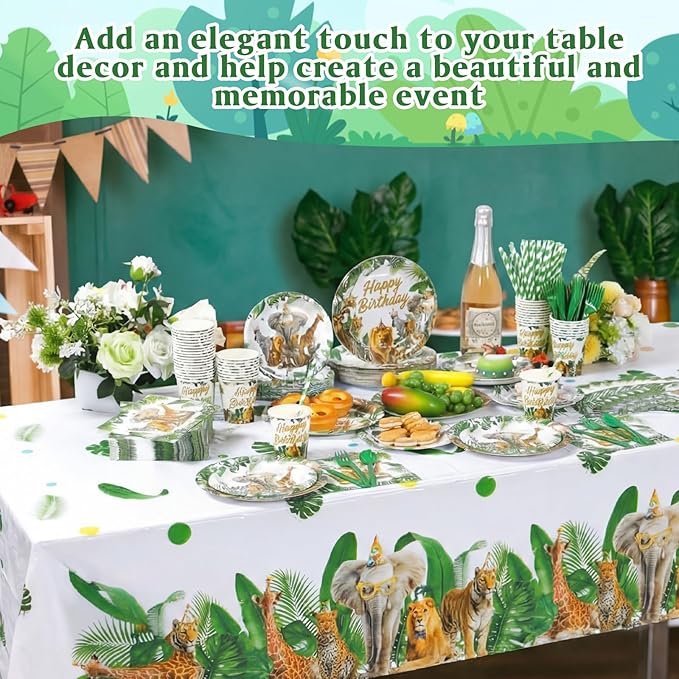 452 Pcs Safari Birthday Party Decorations for 50 Guests Jungle